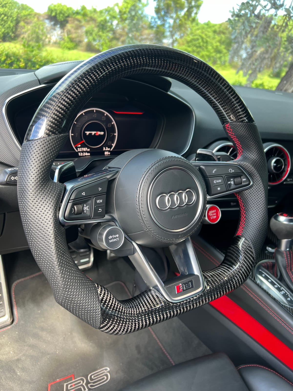 Audi TT RS carbon-fiber flat-bottom steering wheel installed at Velocity Factor