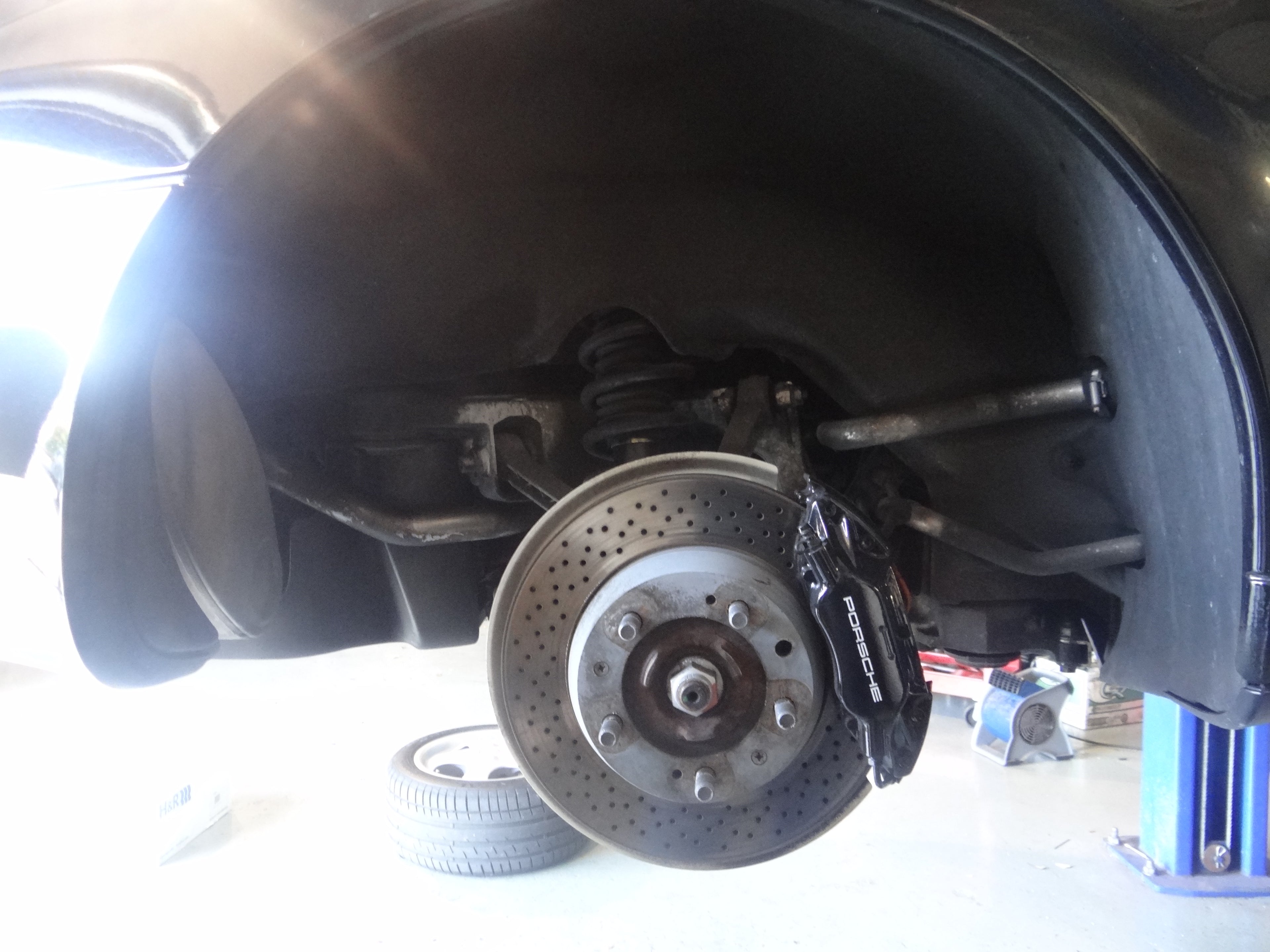 Velocity Factor Installs Lowering Springs and Paints Brake Calipers on 1995 Porsche 911 993 Carrera 2 Cabriolet