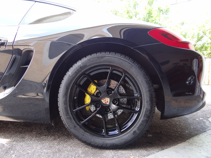 Velocity Factor- 2014 Porsche Cayman with Brake Caliper Magic and Powder Coated Piano Black Wheels