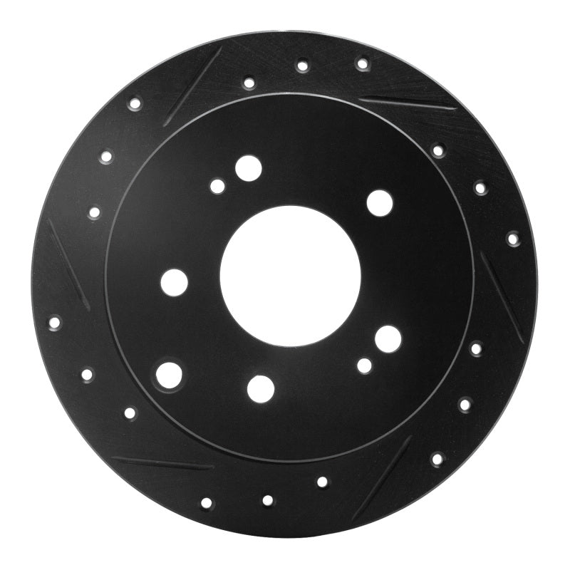 R1 04-12 Mitsubishi Eclipse Rear Left Drilled & Slotted Black Brake Rotor