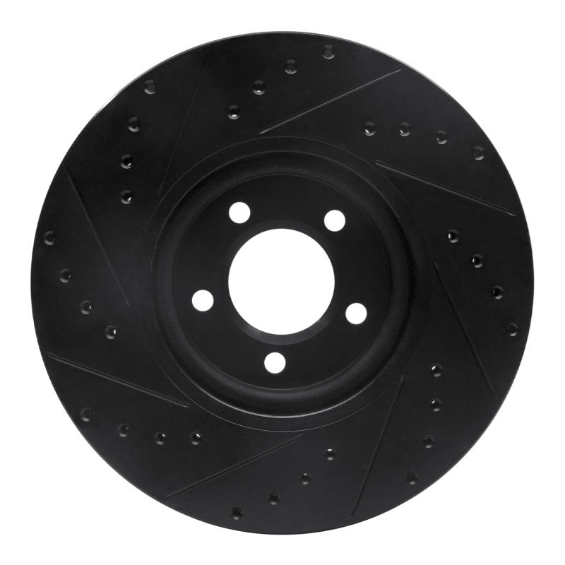 R1 03-05 Jaguar Vanden Plas Front Right Drilled & Slotted Black Brake Rotor
