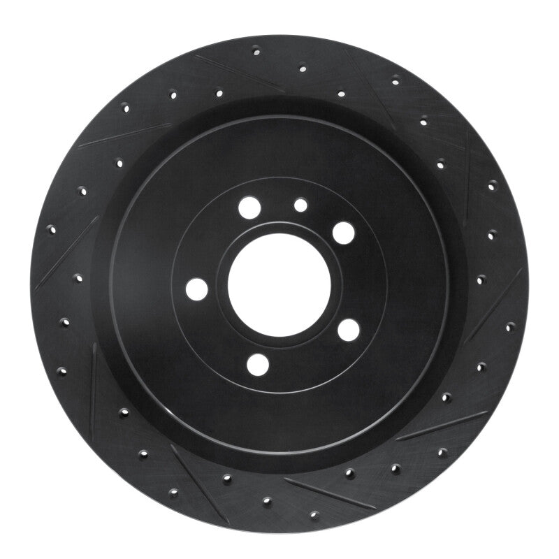 R1 13-14 Ford Mustang Rear Right Drilled & Slotted Black Brake Rotor