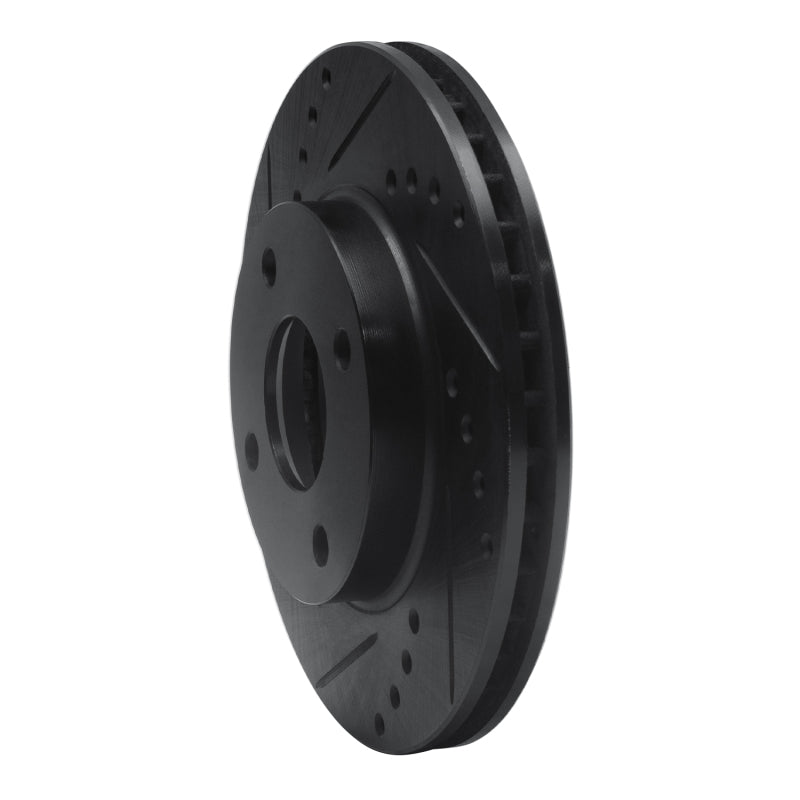 R1 1995-2004 Ford CONTOUR Front Left Drilled & Slotted Black Brake Rotor