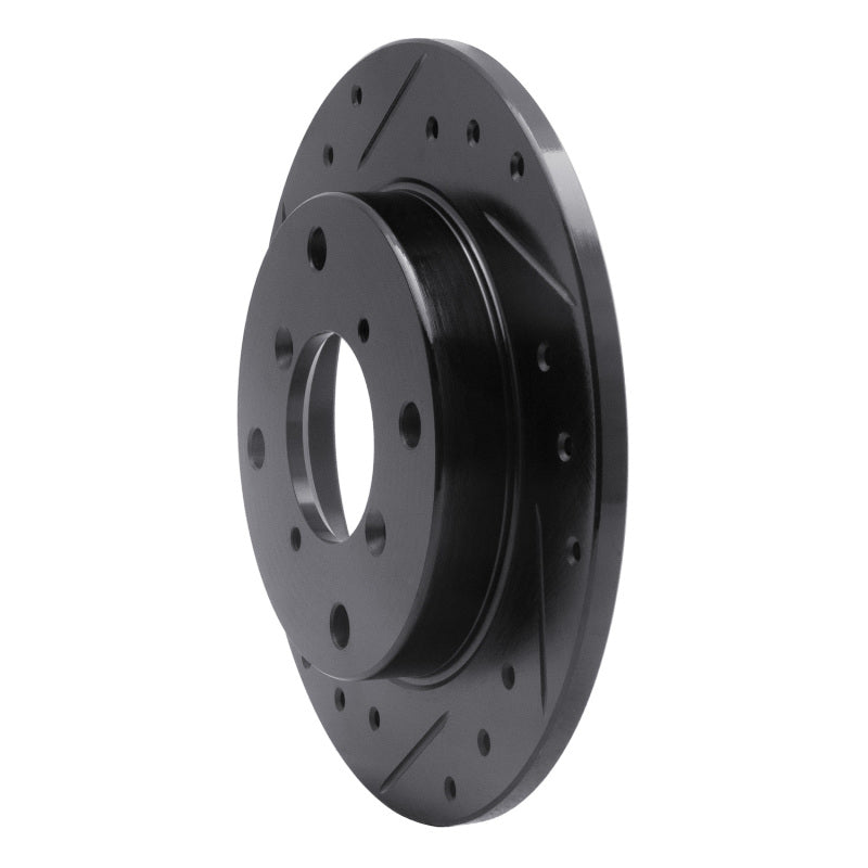 R1 89-94 Suzuki Swift Rear Left Drilled & Slotted Black Brake Rotor