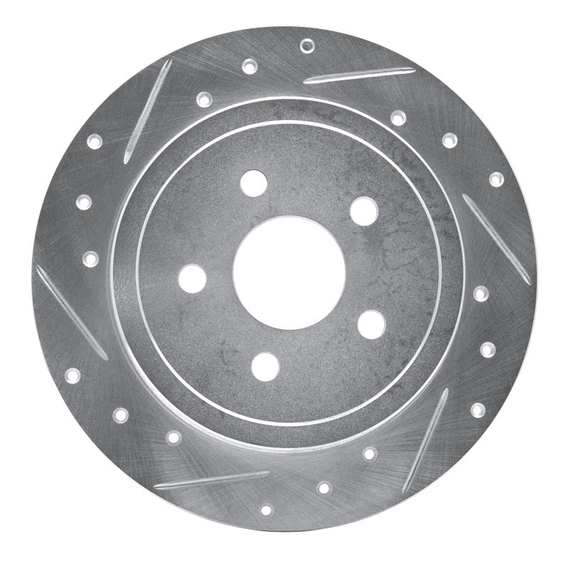 R1 88-95 Chrysler Daytona Rear Left Drilled & Slotted Silver Brake Rotor