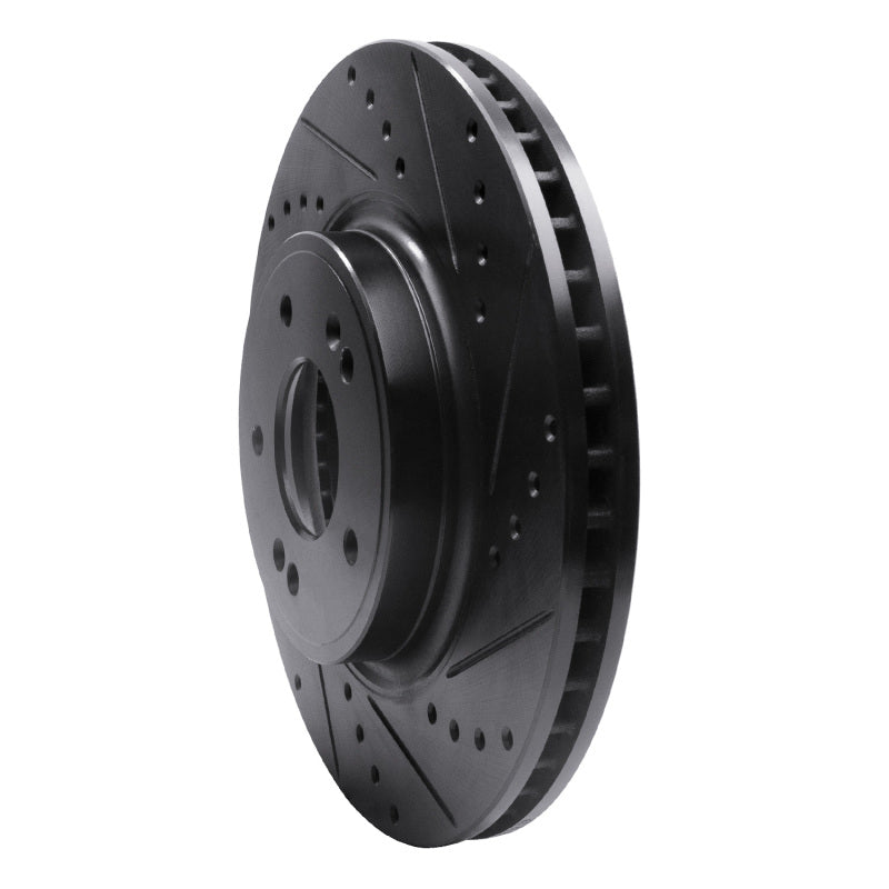 R1 18-23 Genesis G70 Front Right Drilled & Slotted Black Brake Rotor