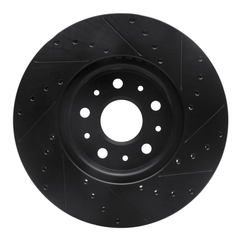 R1 14-20 Cadillac CTS Front Left Drilled & Slotted Black Brake Rotor