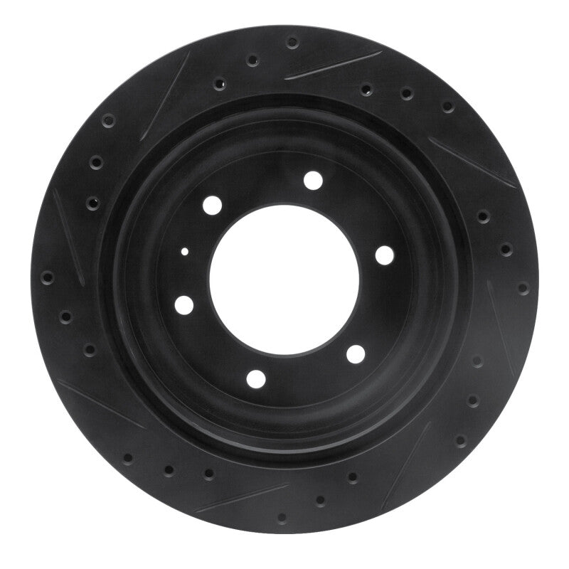R1 92-04 Acura SLX Rear Right Drilled & Slotted Black Brake Rotor