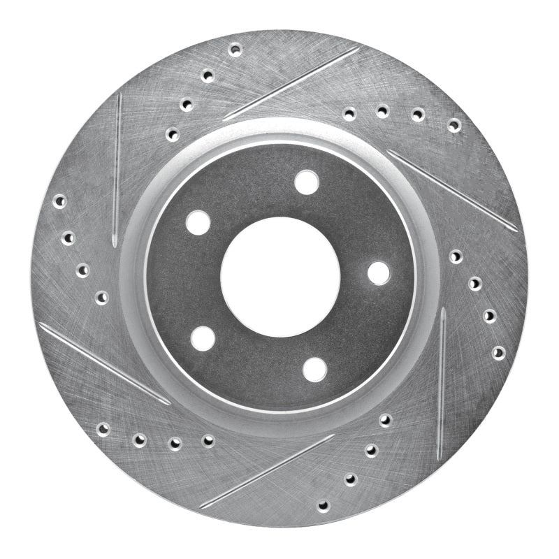 R1 14-23 Nissan Leaf Front Left Drilled & Slotted Silver Brake Rotor