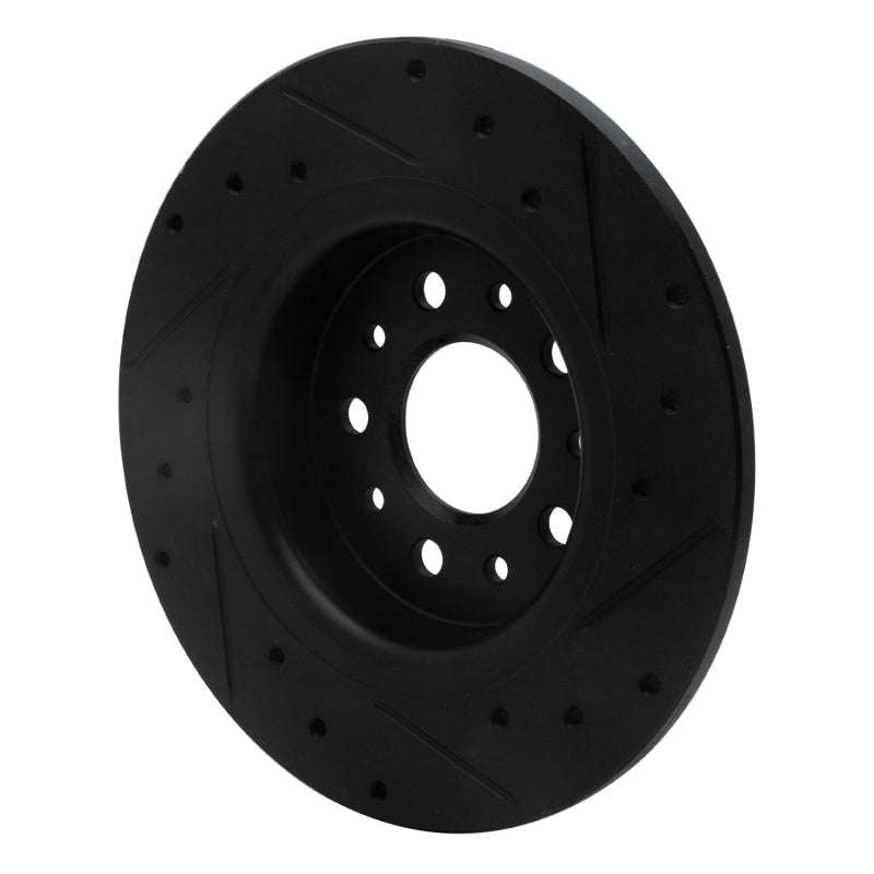 R1 14-19 Fiat 500L Rear Left Drilled & Slotted Black Brake Rotor