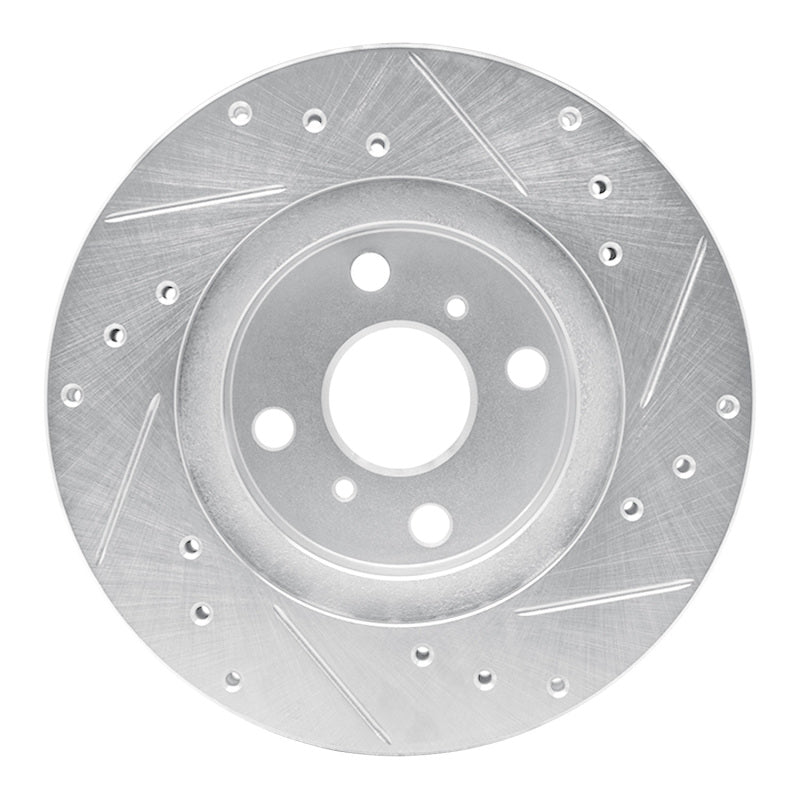 R1 87-92 Geo Prizm Front Left Drilled & Slotted Silver Brake Rotor