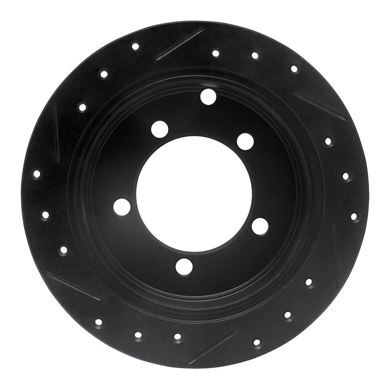 R1 97-04 Mitsubishi DIAMANTE Rear Right Drilled & Slotted Black Brake Rotor
