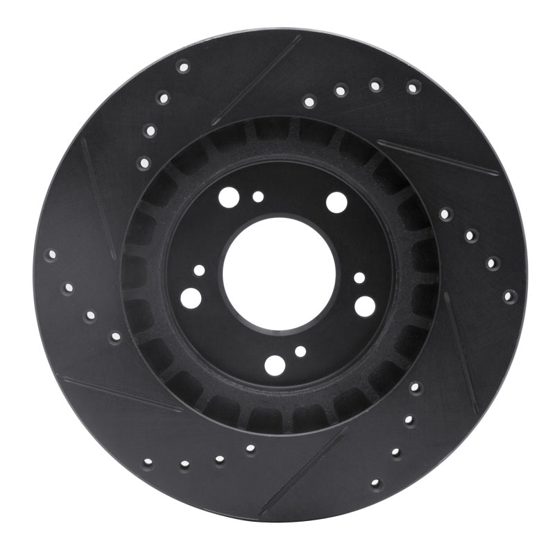 R1 00-09 Honda S2000 Front Right Drilled & Slotted Black Brake Rotor
