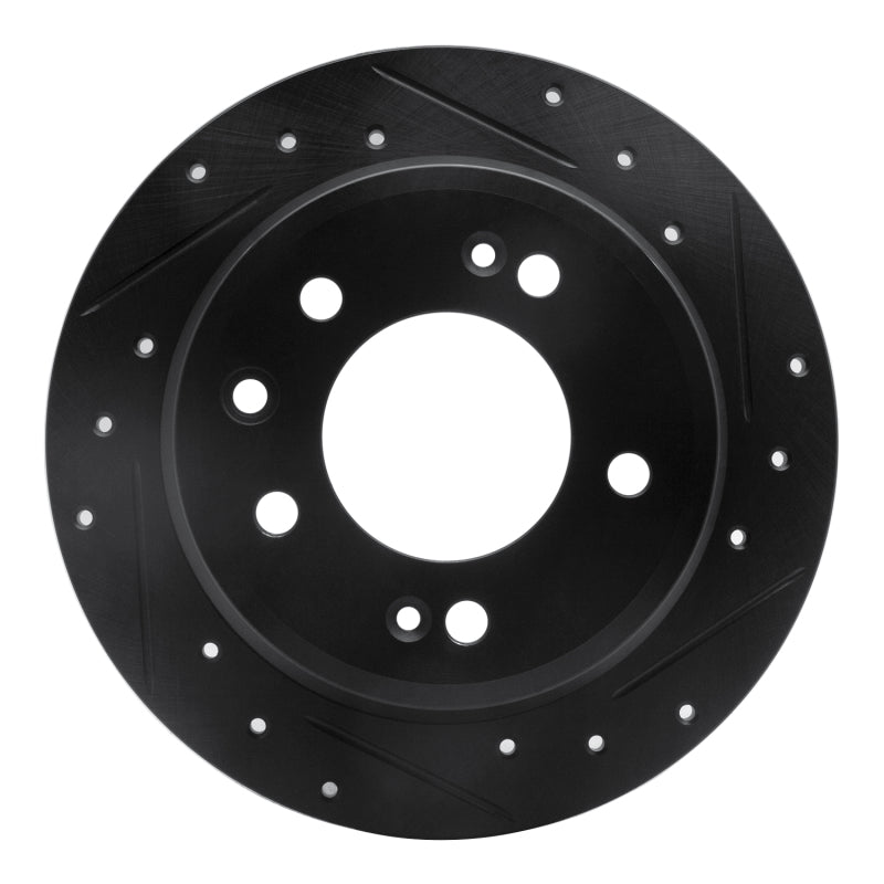 R1 09-16 Hyundai Tucson Rear Right Drilled & Slotted Black Brake Rotor