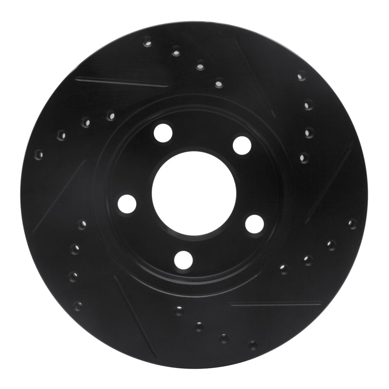 R1 94-04 Ford Mustang Front Left Drilled & Slotted Black Brake Rotor