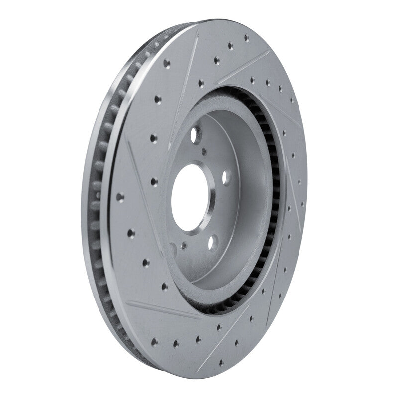 R1 18-25 Lexus UX250h Front Right Drilled & Slotted Silver Brake Rotor