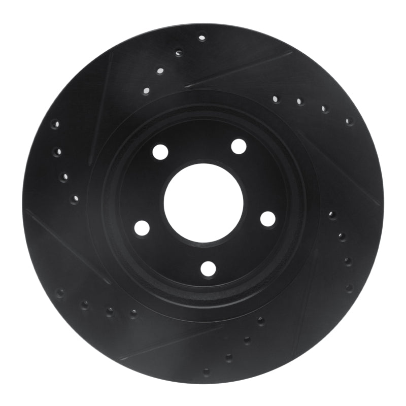 R1 14-23 Nissan Rogue Front Right Drilled & Slotted Black Brake Rotor