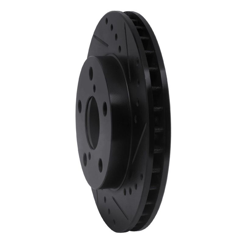 R1 91-95 Toyota MR2 Front Right Drilled & Slotted Black Brake Rotor