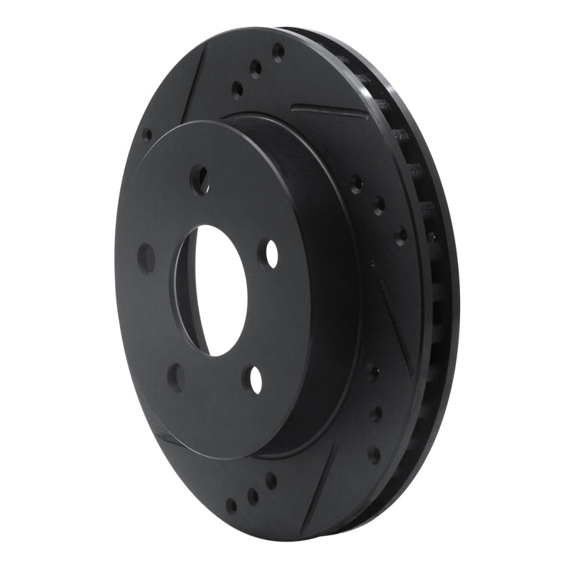 R1 90-92 Ford Taurus SHO Rear Left Drilled & Slotted Black Brake Rotor