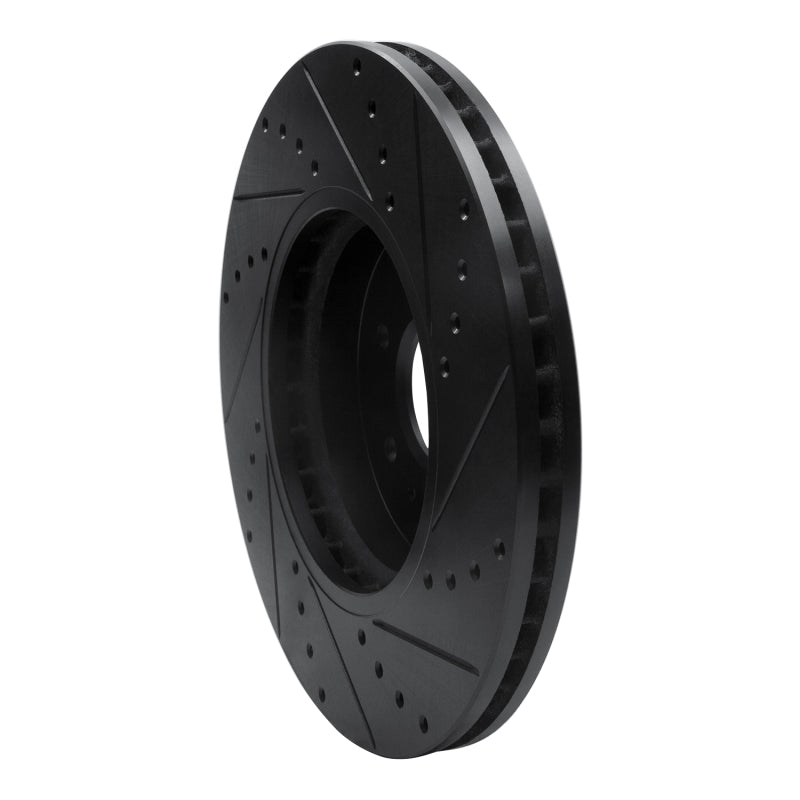 R1 09-10 Kia BORREGO Front Left Drilled & Slotted Black Brake Rotor
