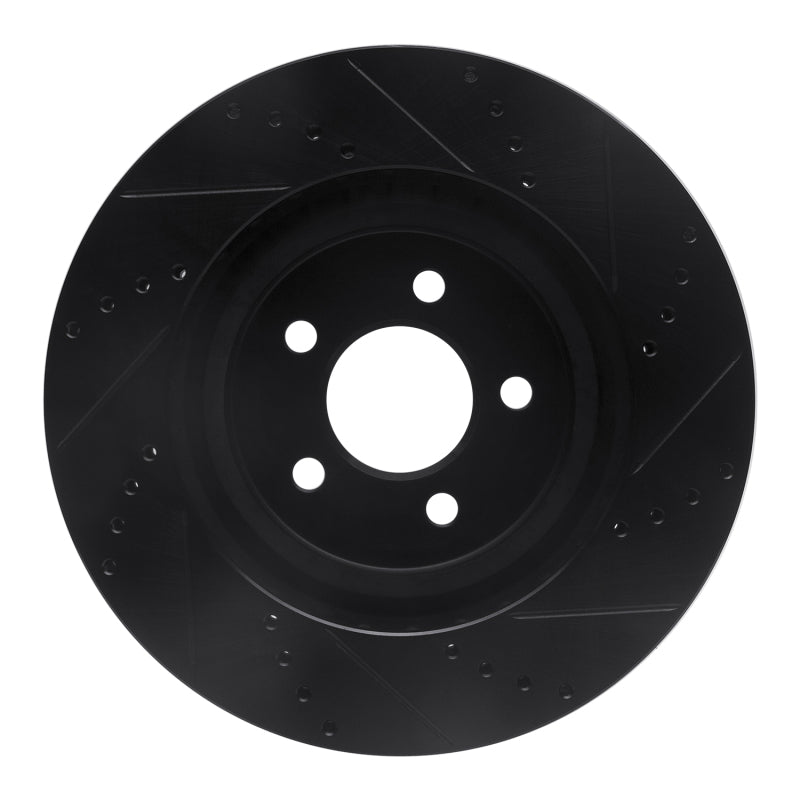 R1 94-04 Ford Mustang Front Left Drilled & Slotted Black Brake Rotor