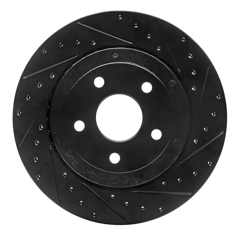 R1 06-10 Jeep Grand Cherokee Rear Right Drilled & Slotted Black Brake Rotor
