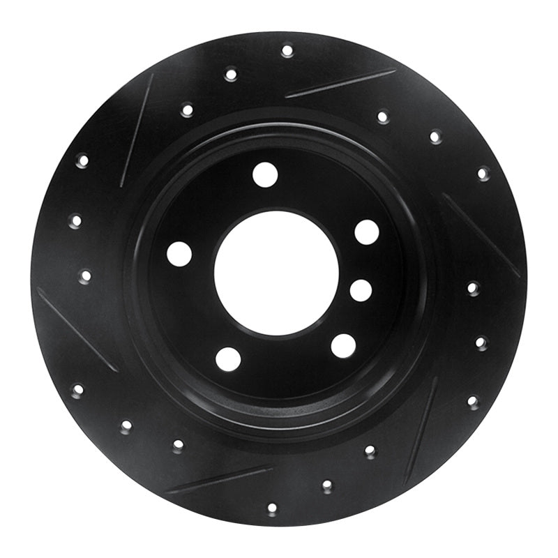 R1 95-99 BMW 318TI Rear Right Drilled & Slotted Black Brake Rotor