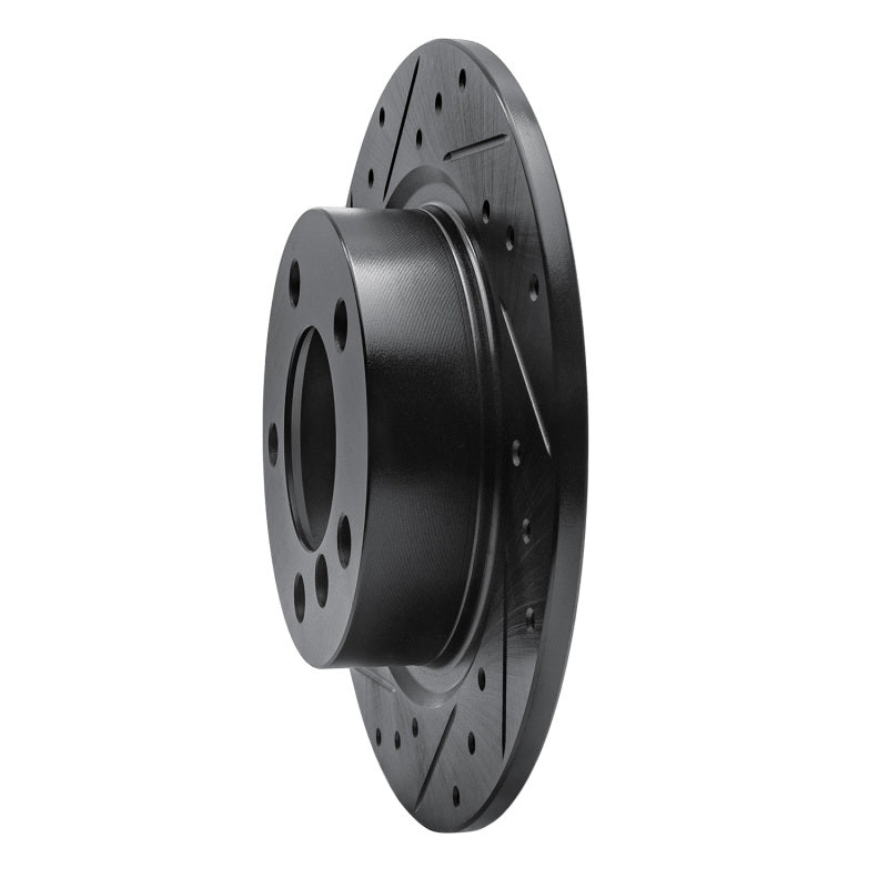 R1 11-16 Mini Cooper Paceman Rear Left Drilled & Slotted Black Brake Rotor