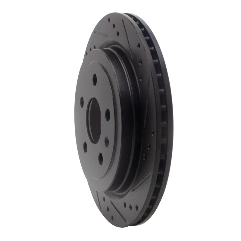 R1 08-19 Cadillac CTS Rear Right Drilled & Slotted Black Brake Rotor