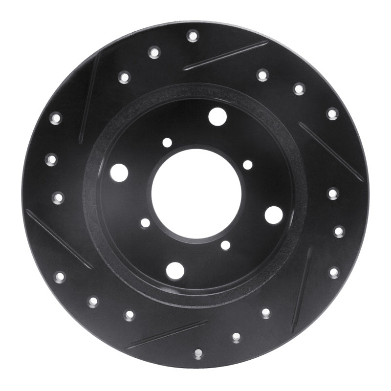 R1 89-94 Suzuki Swift Rear Right Drilled & Slotted Black Brake Rotor