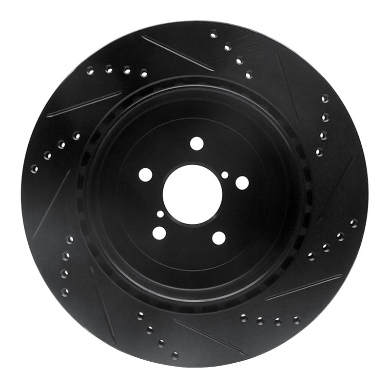 R1 03-04 Subaru Impreza Rear Left Drilled & Slotted Black Brake Rotor