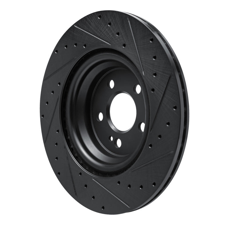 R1 20-26 Mercedes-Benz GLS580 Rear Left Drilled & Slotted Black Brake Rotor