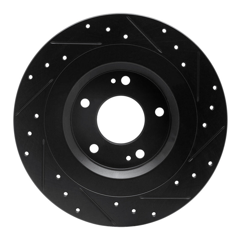 R1 13-25 Mitsubishi Eclipse Cross Rear Left Drilled & Slotted Black Brake Rotor