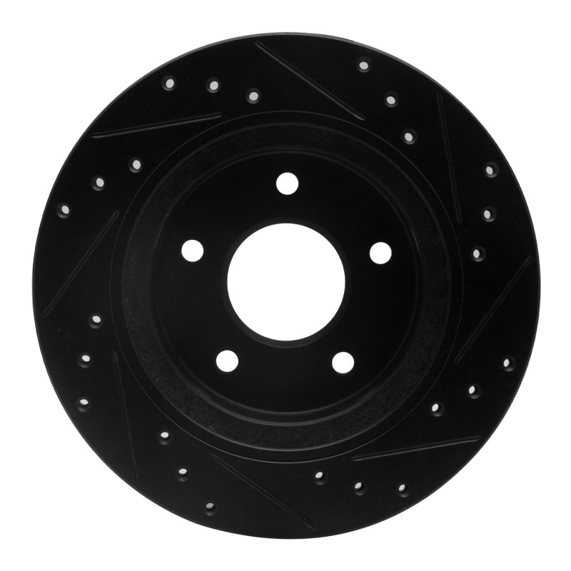 R1 87-89 Nissan 300ZX Turbo Rear Left Drilled & Slotted Black Brake Rotor