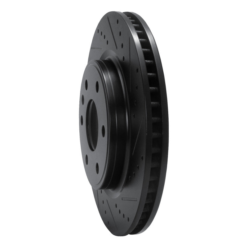 R1 07-17 Buick Enclave Front Right Drilled & Slotted Black Brake Rotor