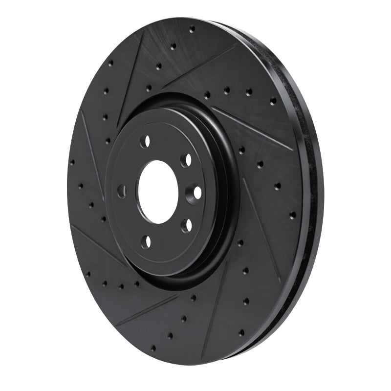 R1 16-24 Jaguar XF Front Left Drilled & Slotted Black Brake Rotor