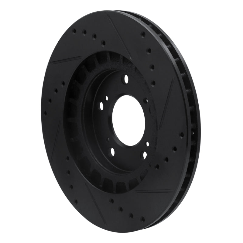 R1 00-09 Honda S2000 Front Left Drilled & Slotted Black Brake Rotor