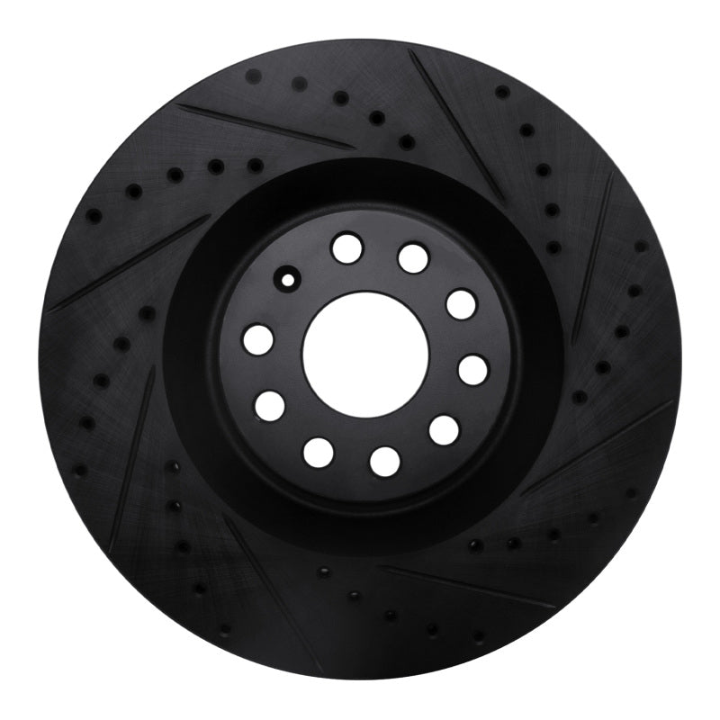 R1 06-13 Audi S3 (Mexico) Front Right Drilled & Slotted Black Brake Rotor