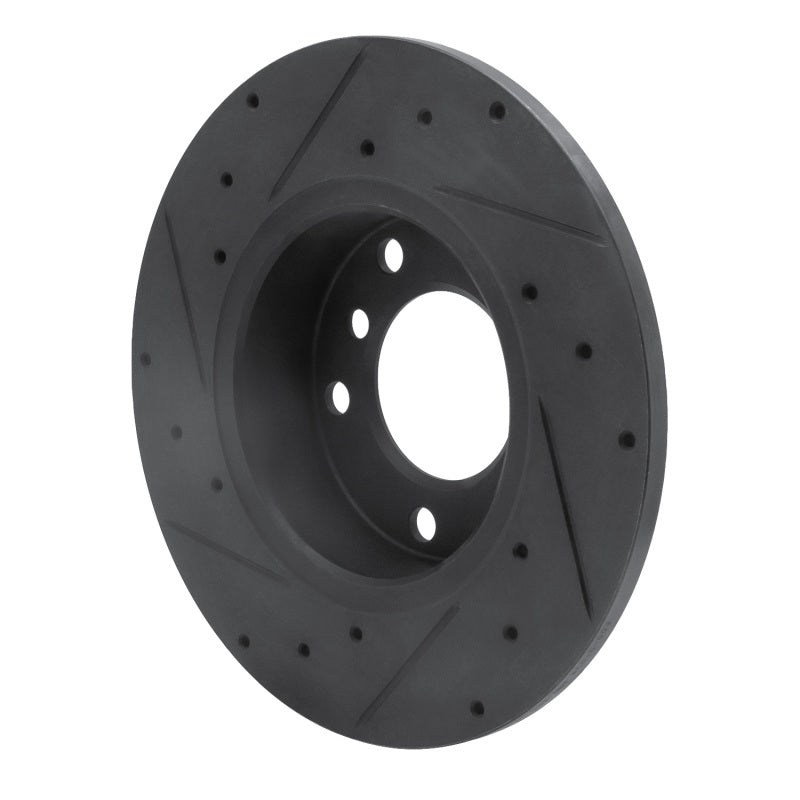 R1 95-98 BMW 318TI Front Right Drilled & Slotted Black Brake Rotor
