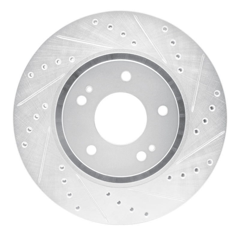 R1 09-15 Mitsubishi Lancer Front Right Drilled & Slotted Silver Brake Rotor