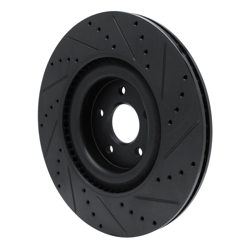 R1 16-18 Ford Focus Front Left Drilled & Slotted Black Brake Rotor