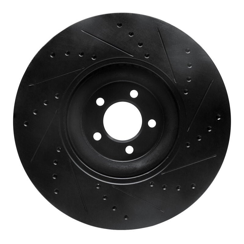 R1 10-24 Jaguar XF Front Left Drilled & Slotted Black Brake Rotor