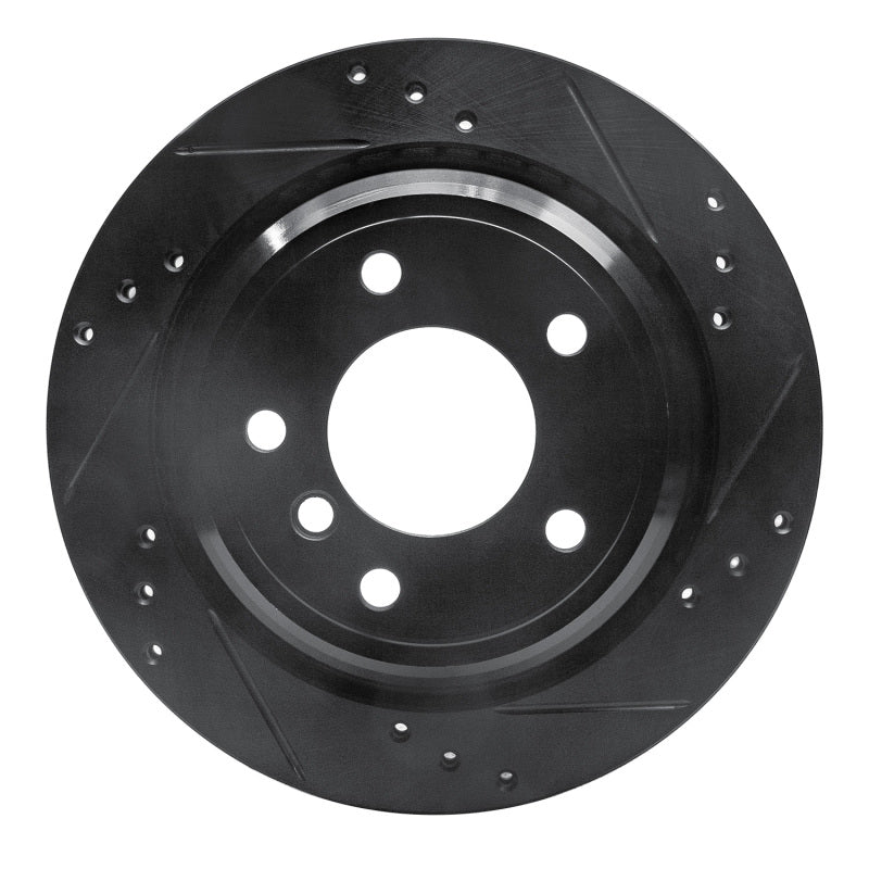R1 96-03 BMW 540I Rear Right Drilled & Slotted Black Brake Rotor