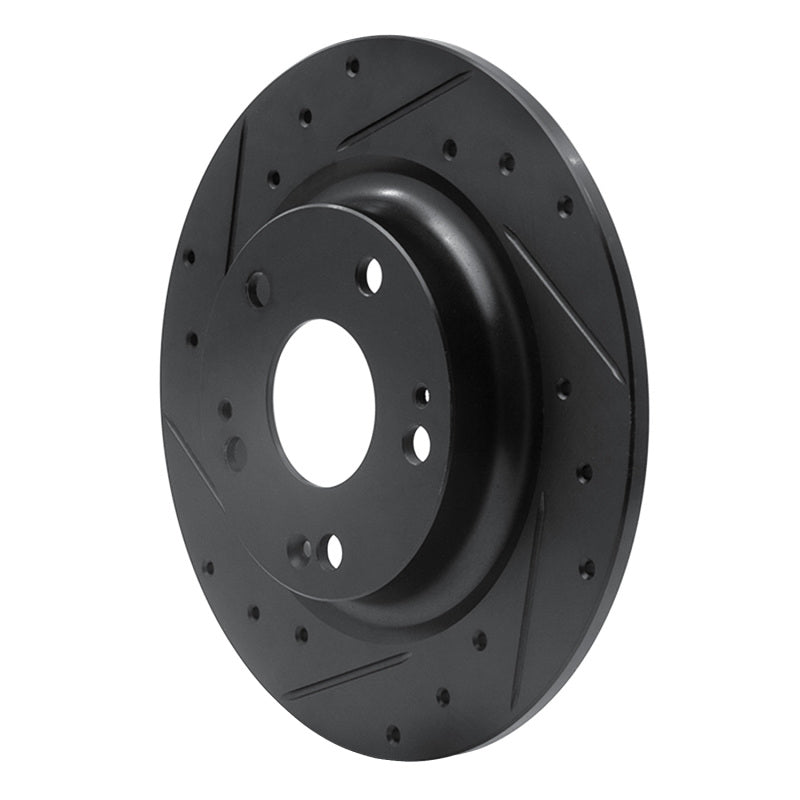 R1 17-20 Honda Civic Sedan Rear Left Drilled & Slotted Black Brake Rotor