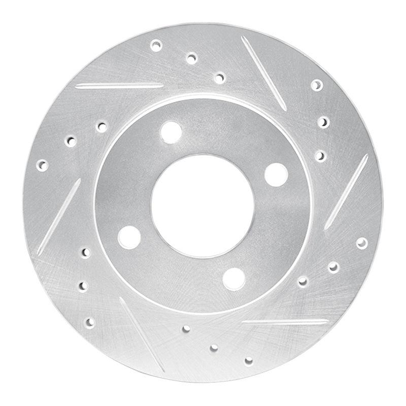R1 92-00 Dodge COLT Front Right Drilled & Slotted Silver Brake Rotor