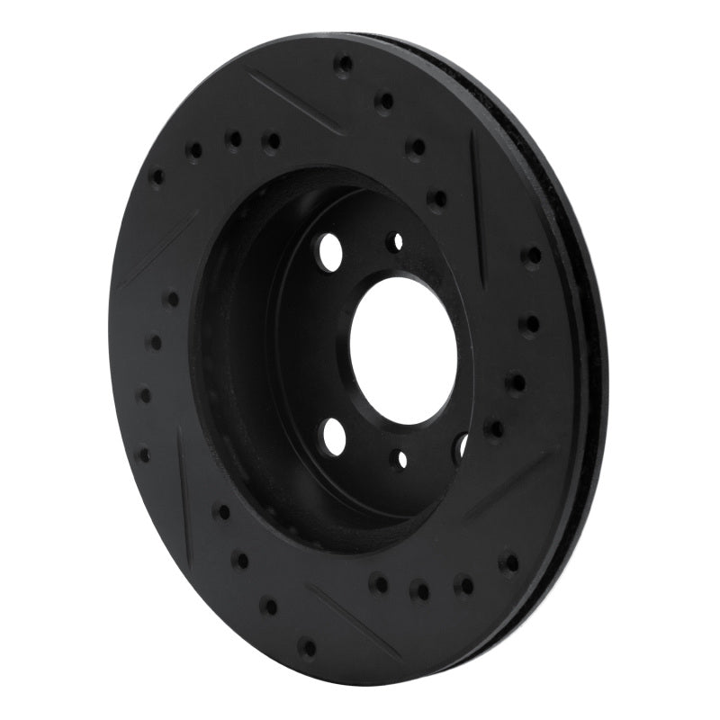 R1 91-99 Toyota Paseo Front Left Drilled & Slotted Black Brake Rotor
