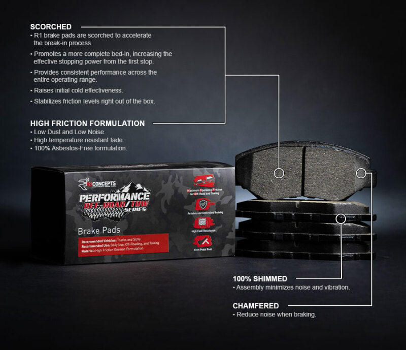 R1 2015-2020 Chevrolet Colorado Front Performance Off-Road/Tow Brake Pads & Hardware Kit