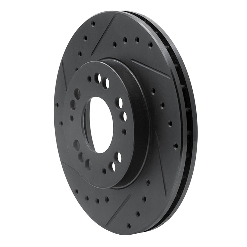 R1 91-04 Dodge STEALTH Front Left Drilled & Slotted Black Brake Rotor