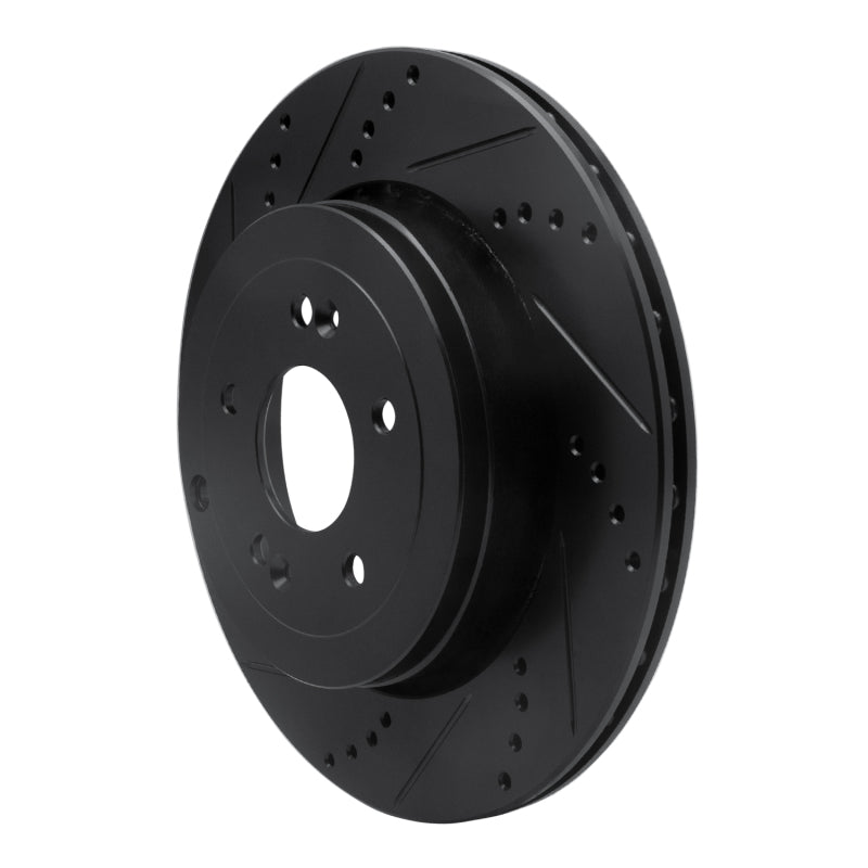 R1 10-16 Hyundai Genesis Coupe Rear Left Drilled & Slotted Black Brake Rotor