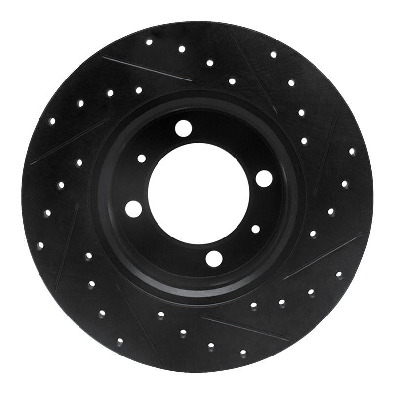 R1 81-87 Saab 900 Front Left Drilled & Slotted Black Brake Rotor
